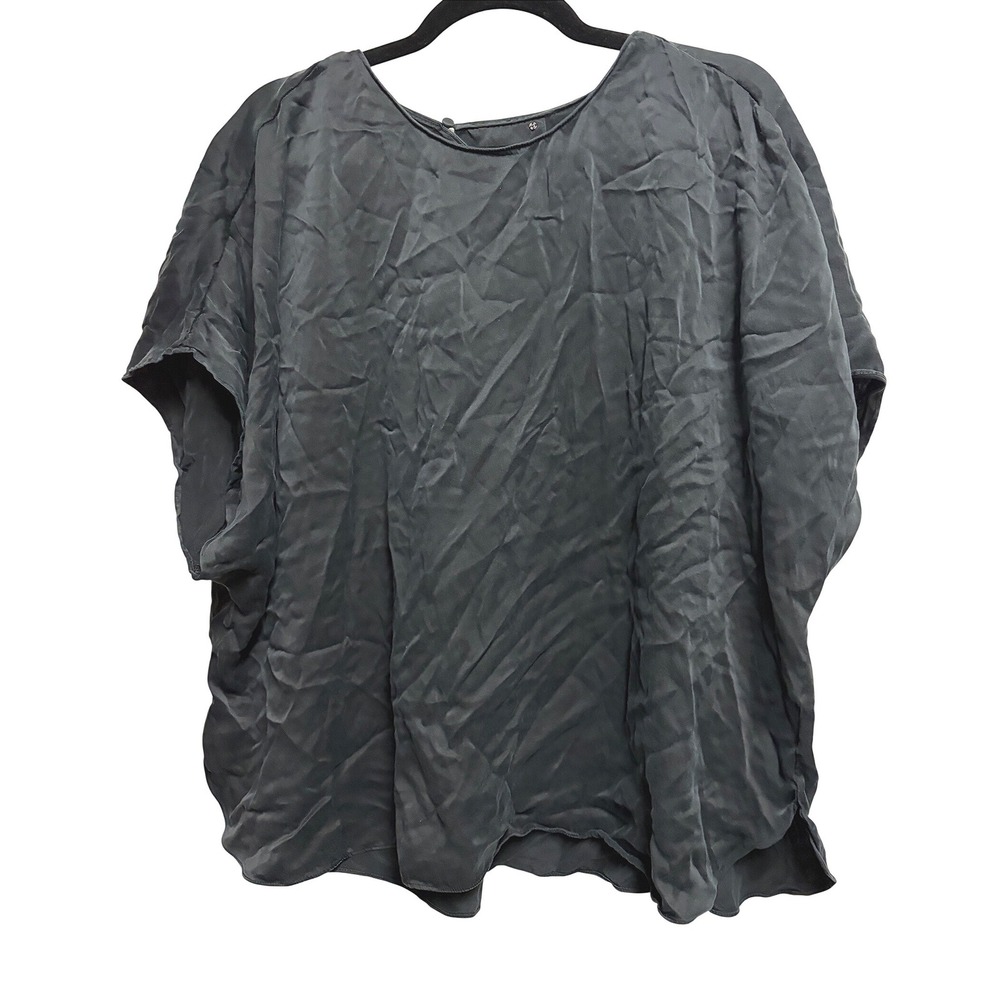 Banana Republic Pure Silk Short Sleeve Top Minimalist Black Blouse XXL